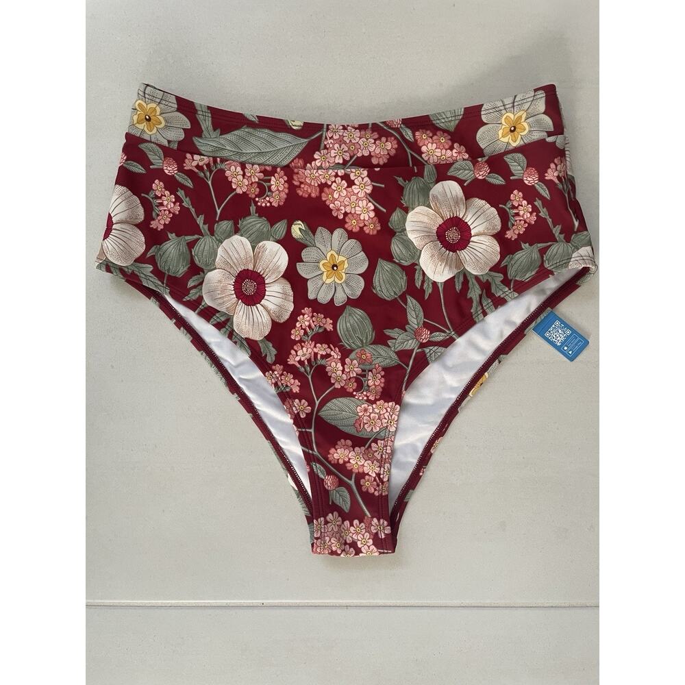 Cupshe Swim Bikini Bottom High Waisted Floral Print Beach Summer
